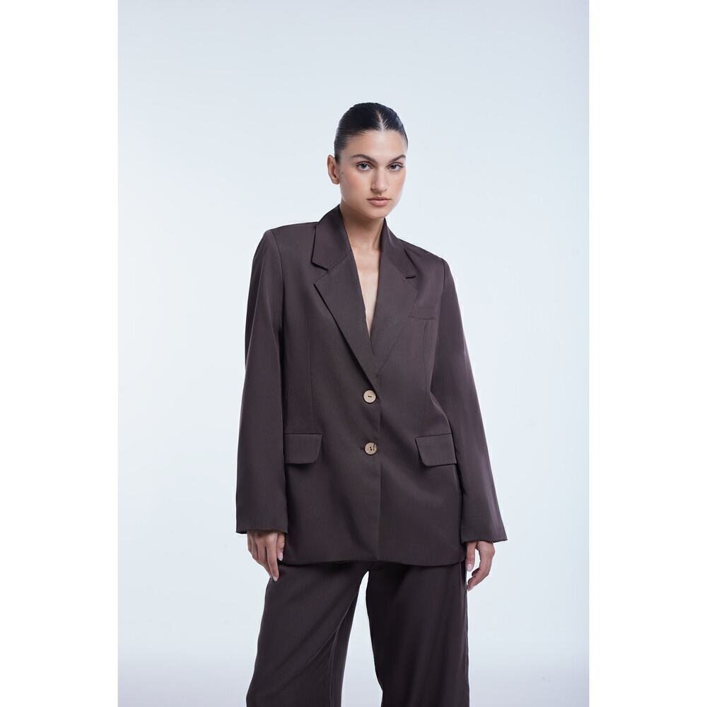 NWT DAL The Label RELAXED SINGLE
BREASTED BLAZER Tencel Brown 8 Minimalist USA